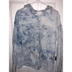 Forever 21 Acid Wash Denim Button Up Shirt